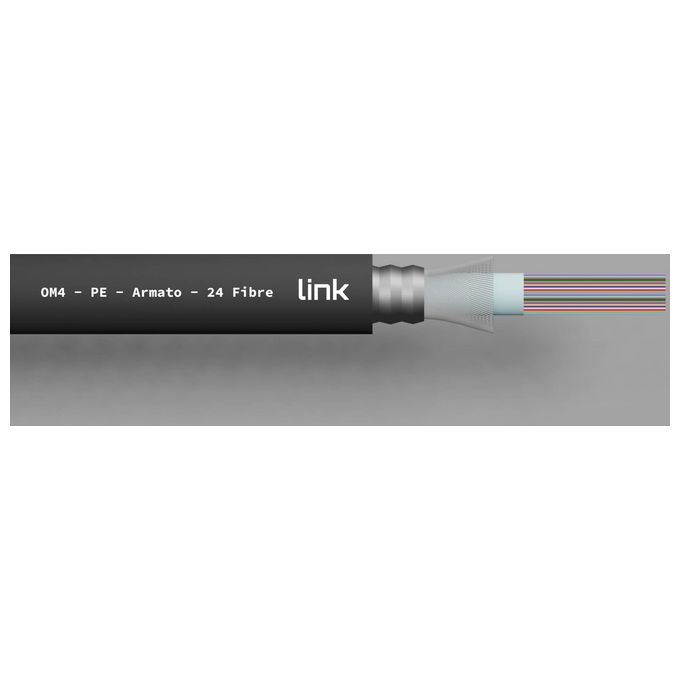 LINK cavo fibra ottica 24 fibre armato da esterno-interno antiroditore om4