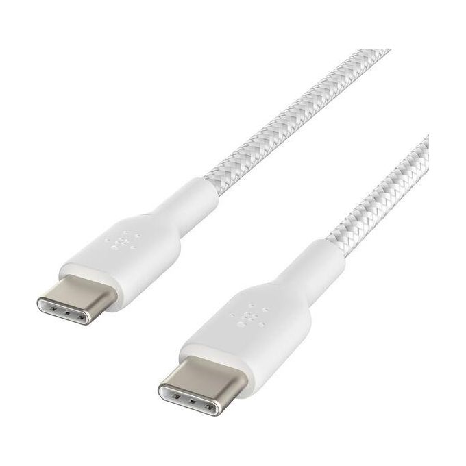 Belkin CAB004BT2MWH2PK Cavo USB C a USB C 2 m con Ricarica Rapida 60 W Nylon Intrecciato Certificato USB IF 2 Pezzi colore Bianco