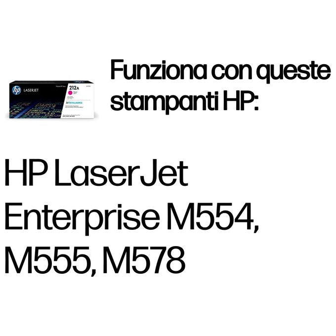HP W2123A 212A Toner Originale LaserJet Enterprise M554 M555 MFP M578 4500 pagine colore Magenta