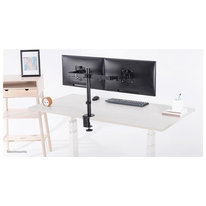 Neomounts FPMA-D550DBLACK Braccio per Monitor Doppio da Scrivania per Schermi 10-32 Pollici VESA 75x75 100x100 mm Regolabile Altezza Profondita' Inclinazione Rotazione Gestione Cavi colore Nero