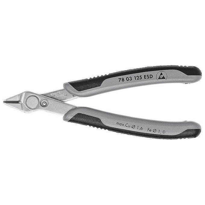 Knipex 78 03 125 ESD Super Knips Pinze da Elettronica ESD Taglio di Precisione 125 mm Acciaio Inox
