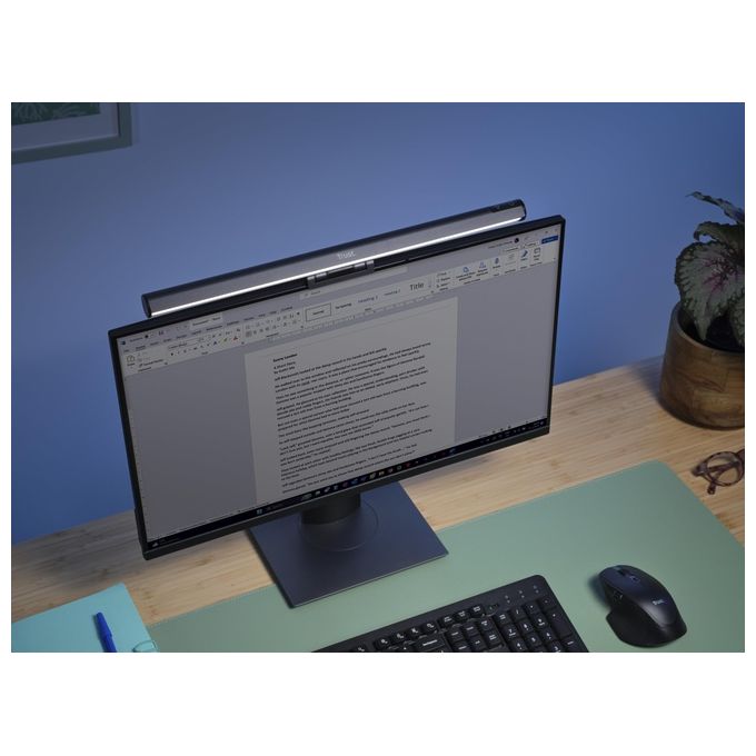 Trust 25483 Shyne Barra Luminosa per Monitor con Comandi Touch Regolazione Luminosita' e Temperatura Colore 3 Livelli Alluminio colore Nero