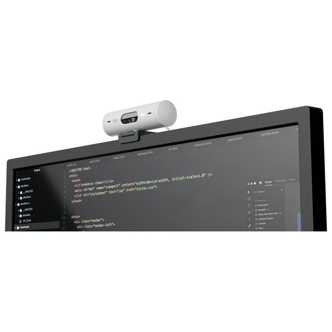 Logitech 960-001428 Brio 500 Webcam Full HD 1080p 4 MP 60 fps con Correzione Automatica della Luce e Inquadratura Automatica colore Bianco