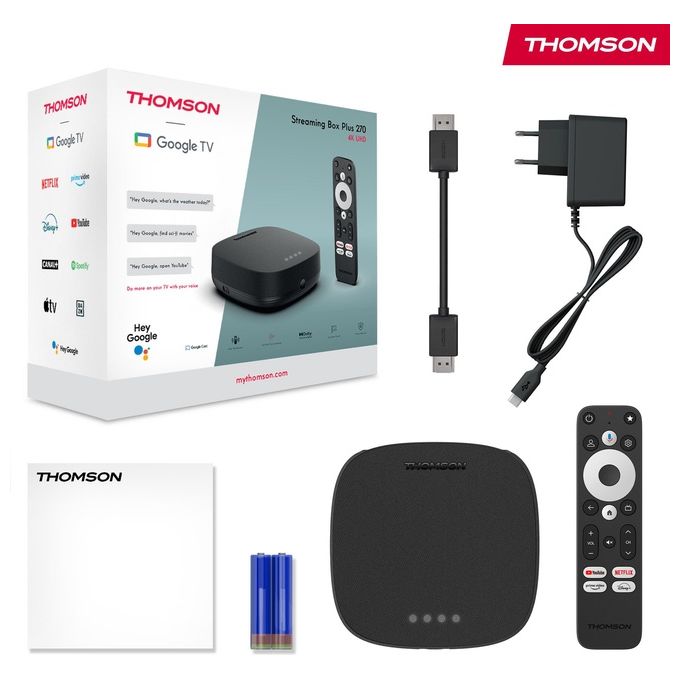 Thomson BOX PLUS 270G Streaming Box 4K Ultra HD Google TV Android 12 3GB 32GB Wi-Fi Dolby Vision colore Grigio