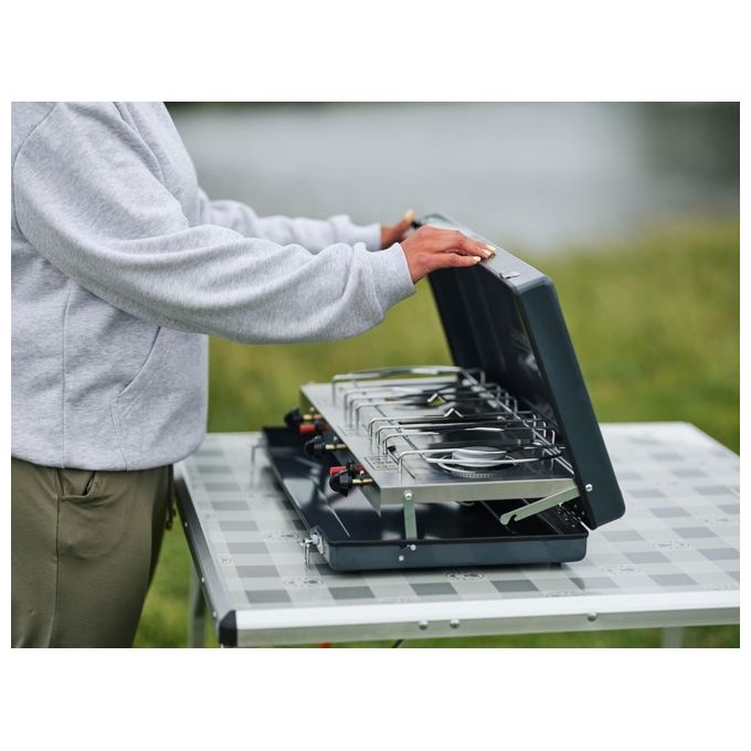 Campingaz 2 Grill e Go CV Cucina da Campeggio Fornello a Gas con 2 x 2.000 Watt di Potenza