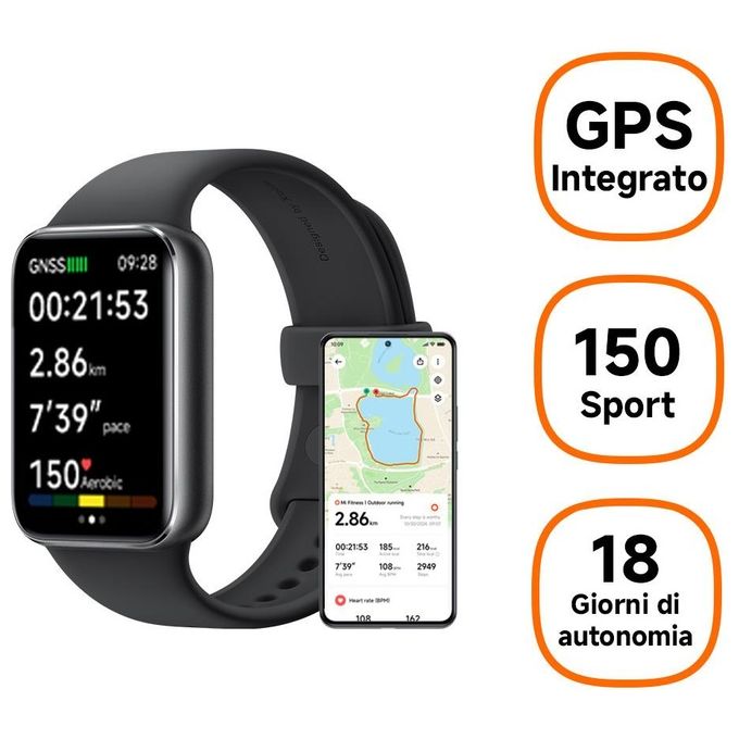 Xiaomi BHR8710GL Smart Band 9 Pro Smartband AMOLED 1.74'' GPS Cardiofrequenzimetro SpO2 150 Sport 5 ATM 21 giorni autonomia colore Nero