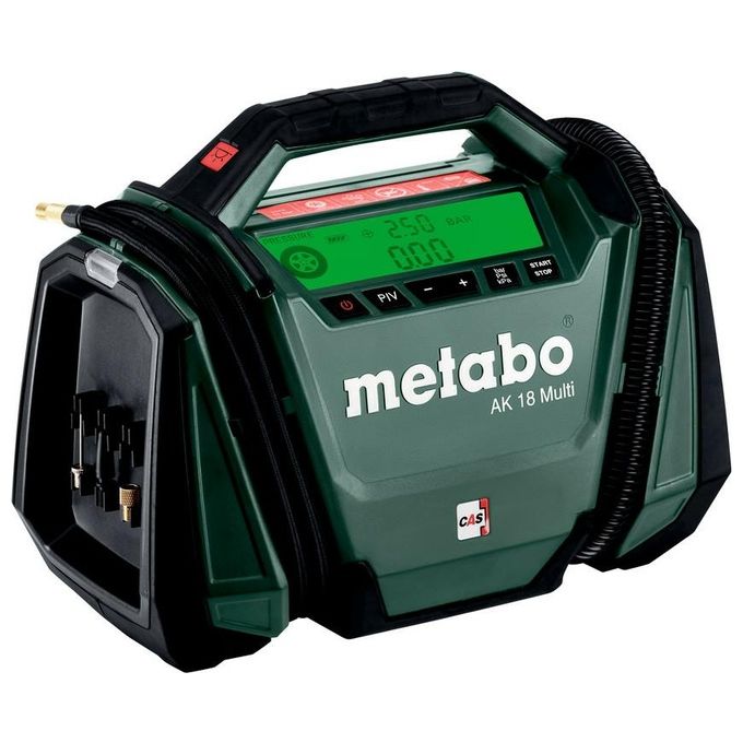 Metabo 600794850 AK 18 MULTI Compressore ad Aria 16 l-min 11 bar Batteria 18 V con Display Retroilluminato e Manometro Integrato colore Nero Verde