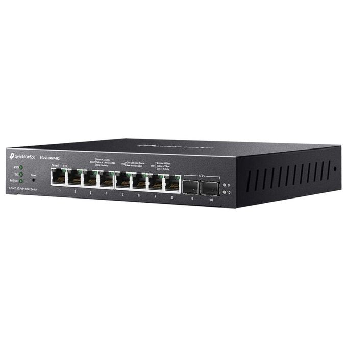 TP-Link SG2210XMP-M2 Omada Switch Gestito L2-L2+ 8 porte 2.5G PoE+ 160W 2 slot SFP+ 10G colore Nero