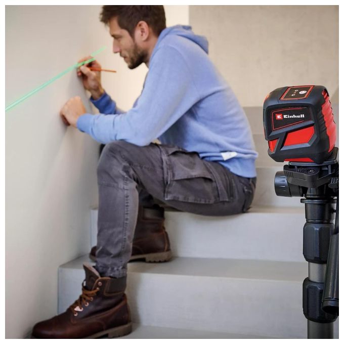 Einhell 2270109 TC-LL 2 G Livella Laser a Raggio Incrociato 16 m Autolivellante Laser Verde Classe II colore Nero Rosso