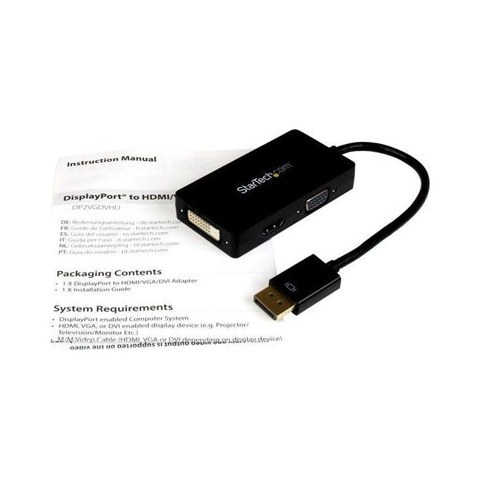 StarTech Cavo Adattatore 3 in 1 DisplayPort a VGA-DVI-HDMI - Convertitore DP a VGA HDMI DVI