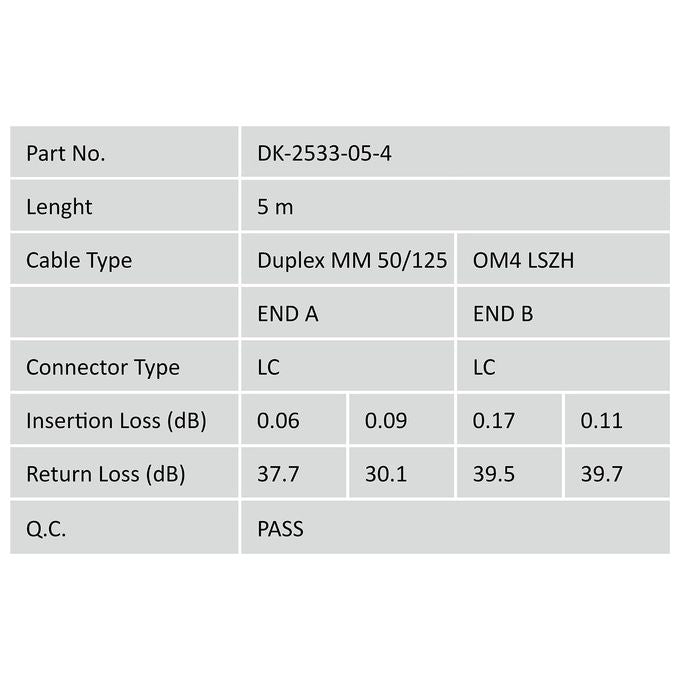 Digitus cavo fibra ottica lc a lc multimode duplex 50-125 mt.5 om4