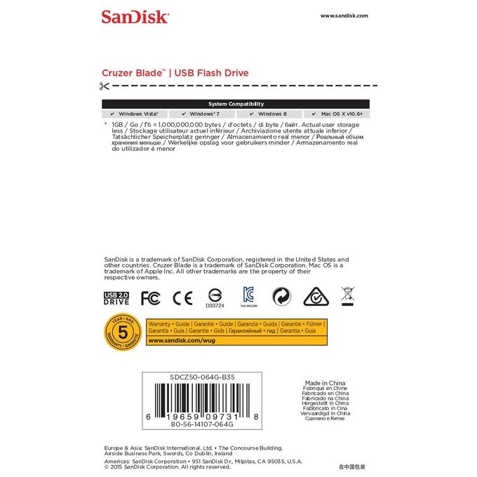 Sandisk Cruzer Blade 64 Gb
