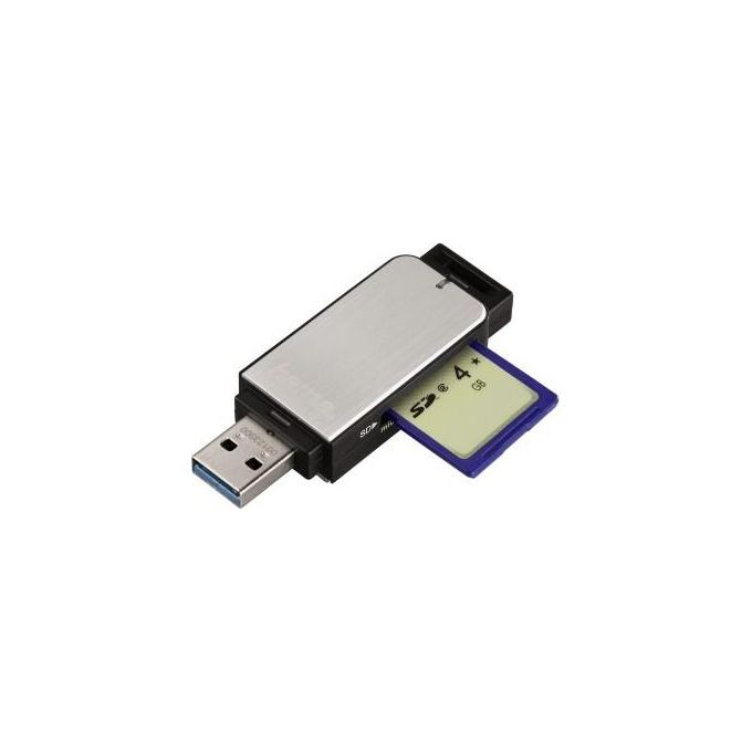 Hama USB 3.0 Multi Card Reader SD-MicroSD Alluminio Nero-Argento