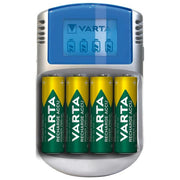 Varta PowerLcd Caricabatterie Lcd per AA-AAA con 4 Batterie AA 2600mAh Adattatore 12V e Cavo Usb Inclusi