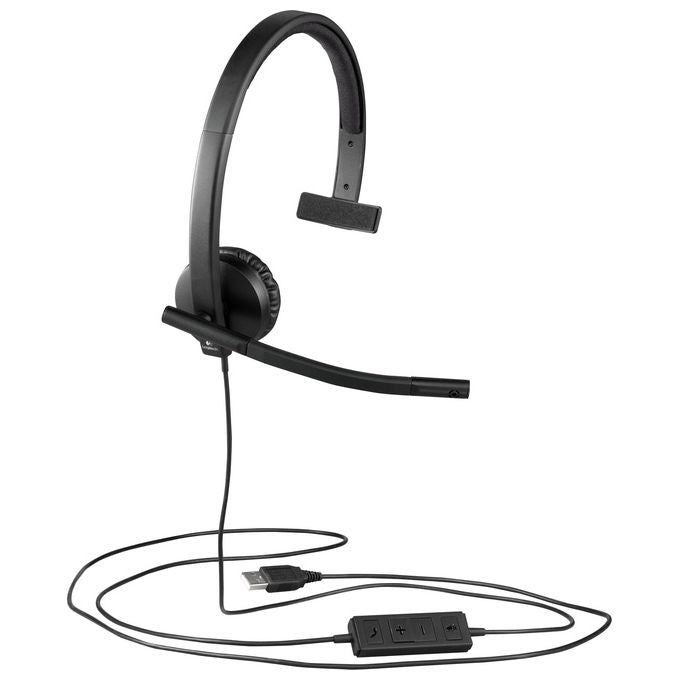 Logitech H570e Cuffie Cablate, Mono Split con Microfono Cancellazione di Rumore USB