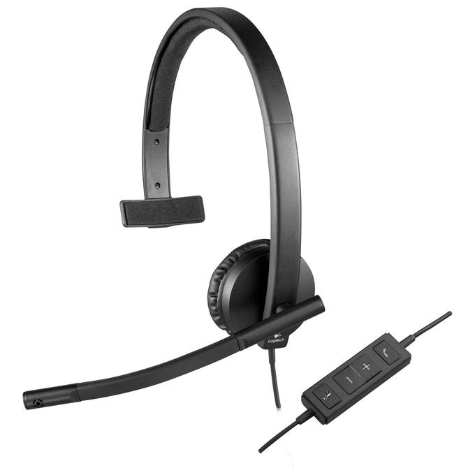Logitech H570e Cuffie Cablate, Mono Split con Microfono Cancellazione di Rumore USB