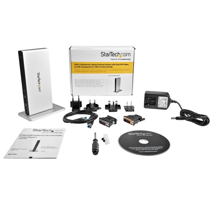 StarTech Docking Station Universale per Laptop USB 3.0 a doppia uscita DVI Gigabit Ethernet con adattatori HDMI - VGA