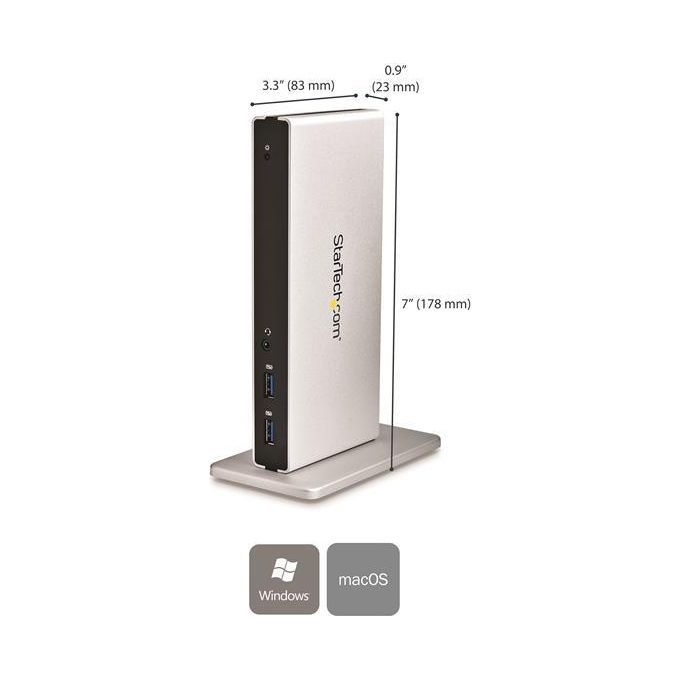 StarTech Docking Station Universale per Laptop USB 3.0 a doppia uscita DVI Gigabit Ethernet con adattatori HDMI - VGA