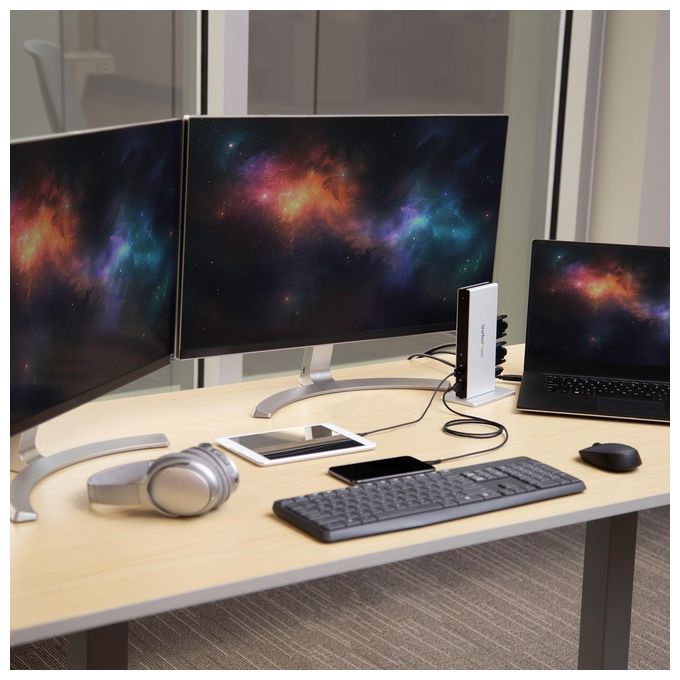 StarTech Docking Station Universale per Laptop USB 3.0 a doppia uscita DVI Gigabit Ethernet con adattatori HDMI - VGA