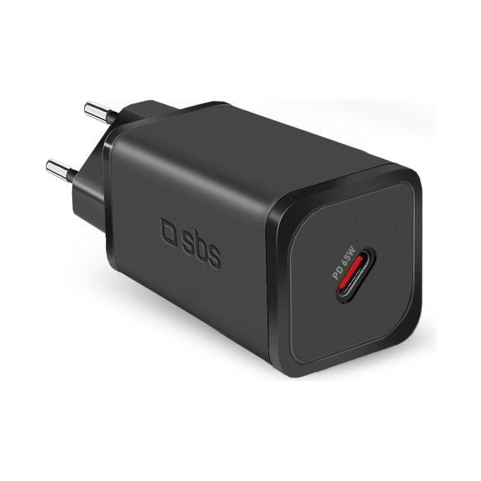 SBS TETRGAN1C65W Caricabatterie USB-C 65W Power Delivery GaN Ricarica Rapida Interno colore Nero