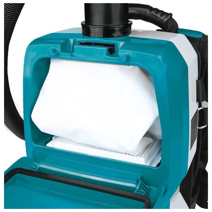 Makita DVC265ZXU Aspirapolvere a Zaino Senza Fili Motore Brushless 2 L Autonomia 60 min 85 W 70 dB colore Verde Blu Nero