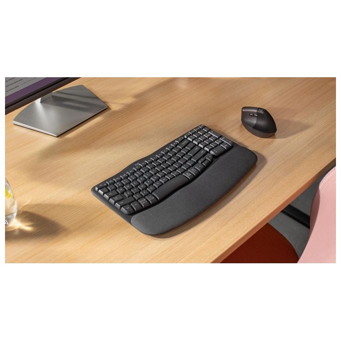 Logitech 920-012293 Wave Keys Tastiera Ergonomica Wireless Bluetooth QWERTY Layout Italiano Full-size Poggia Polso colore Grafite