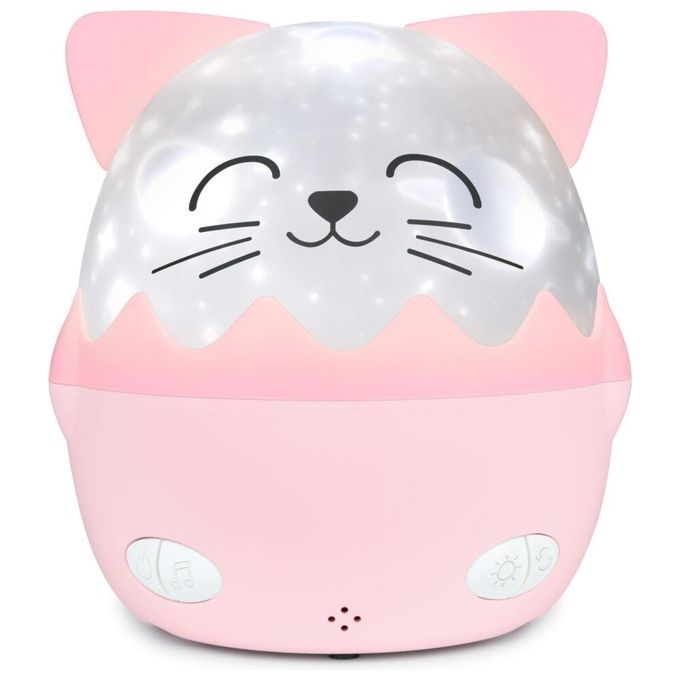 Bigben Kids Pink Cat-shaped Night Light With 360° Projection And Wireless Music Nlpkidscat