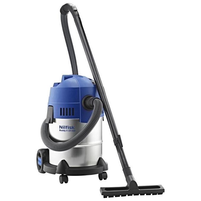 Nilfisk Buddy II 18 Aspirapolvere Secco e Umido 1200W 230V Nero-Stainless Steel