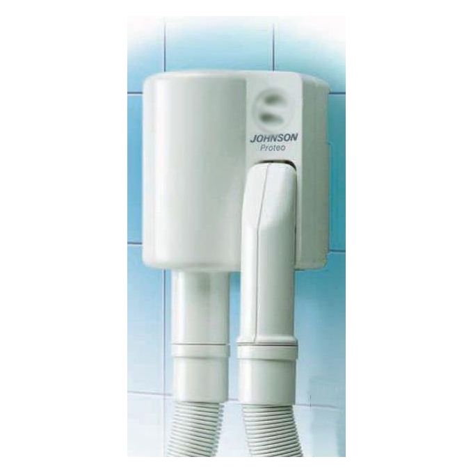 Johnson SUITE - Asciugacapelli da parete 800 W, motore AC, 1 velocita' e temperatura, nessun colpo d'aria fredda, nessun accessorio, 610 mm H × 130 × 90 mm, cavo integrato, Bianco