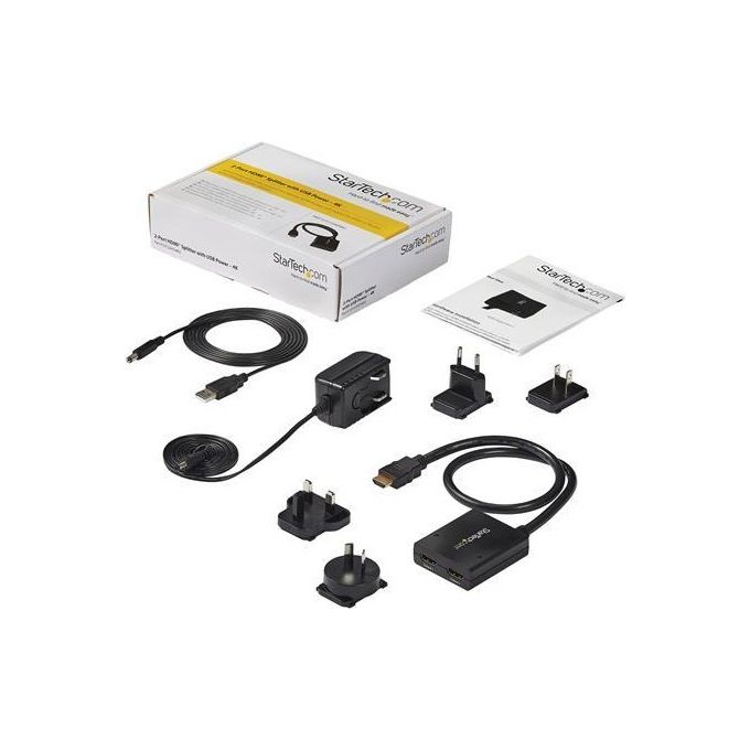 StarTech Sdoppiatore Splitter HDMI 4k @ 30hz 1x2 da 1 a 2 porte Alimentato con Adattatore o USB