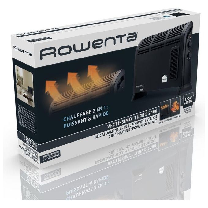 Rowenta CO3035 Vectissimo Turbo 2400 Termoventilatore per Bagno 2400 W 2 Livelli di Riscaldamento 44 cm Nero
