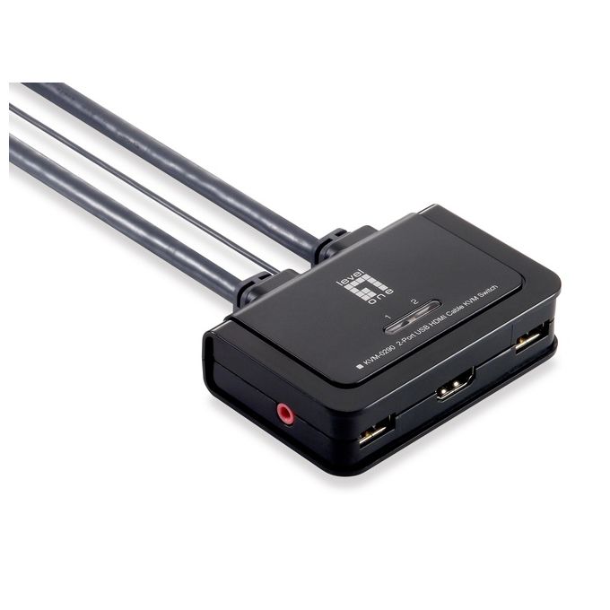 LevelOne KVM-0290 Switch KVM USB HDMI a 2 porte Risoluzione 1920 x 1200 pixel Alimentazione USB colore Nero