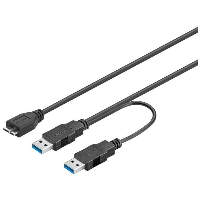 Wentronic cavo splitter alimentazione usb 3.0 connettori 2xa - 1x micro b