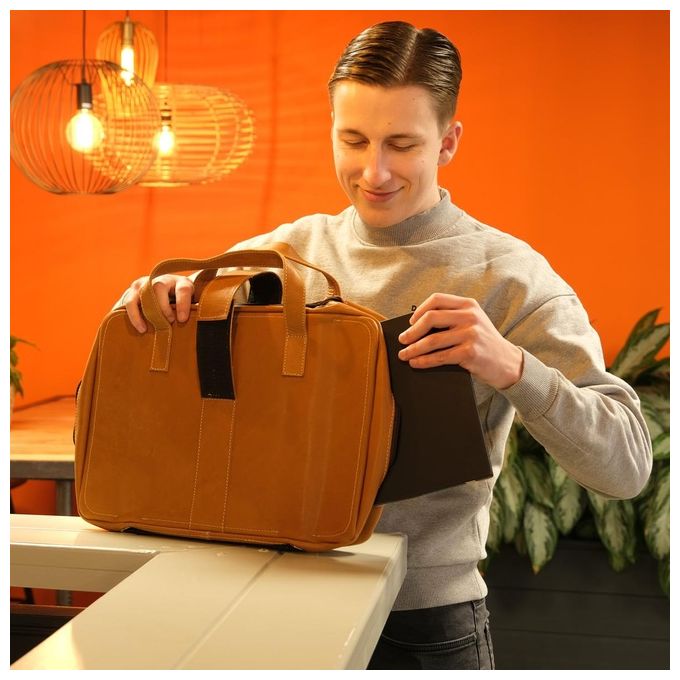 R-Go Tools RGOAVLAPBR Borsa per Laptop Ergonomica con Supporto Integrato Regolabile in Altezza 39,6 cm (15.6'') 2 Scomparti Pelle Pieno Fiore Colore Marrone