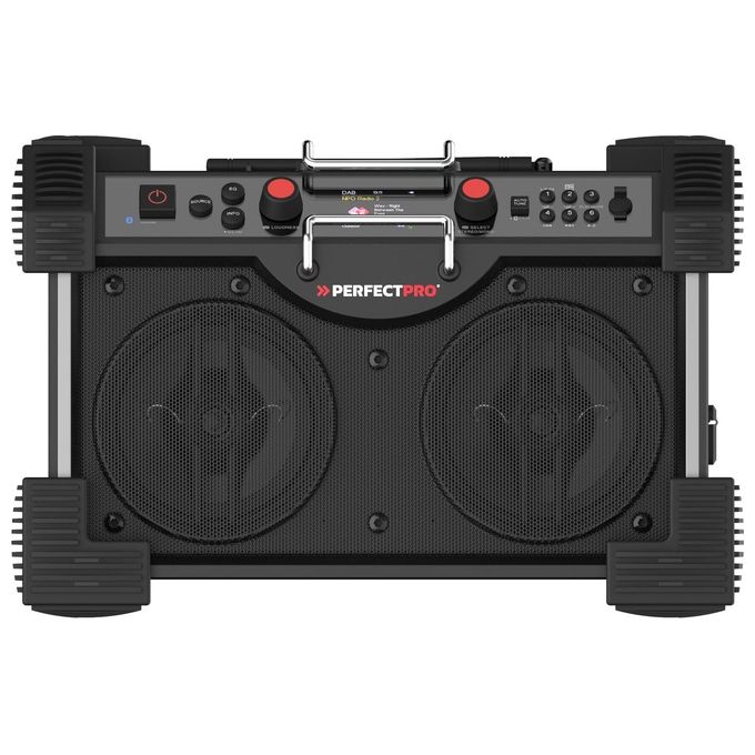 Perfectpro RH4-18V ROCKHART Radio da cantiere digitale DAB+ FM 60 W Bluetooth 5.2 IP44 colore Nero Rosso