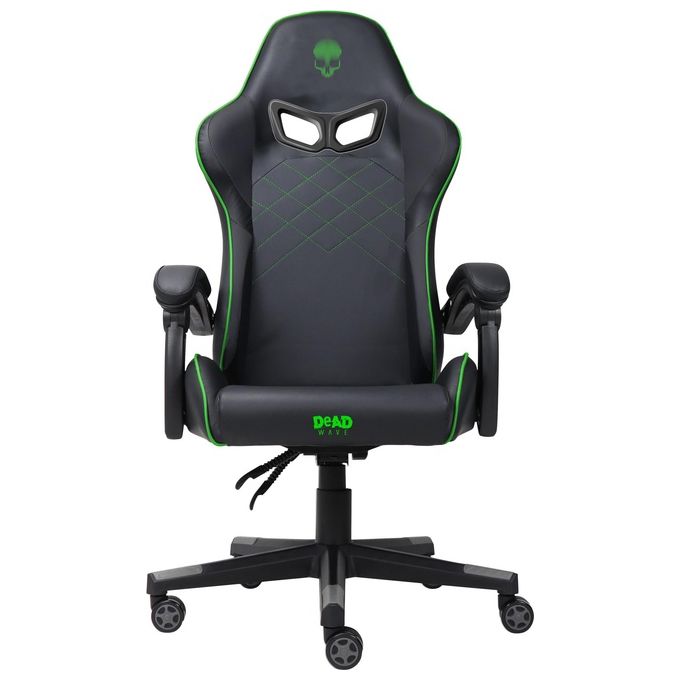 DEADWAVE DWGT00072 Skull Chair Sedia Gaming Ergonomica Semipelle Braccioli Imbottiti Reclinabile 135° 150 Kg colore Nero Verde