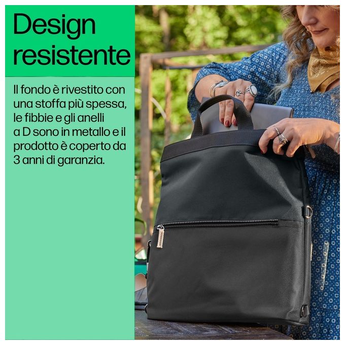 HP 9C2H0AA Borsa-Zaino Convertibile per Laptop fino a 14 pollici 18 L con Tasca RFID e Materiale Riciclato colore Nero