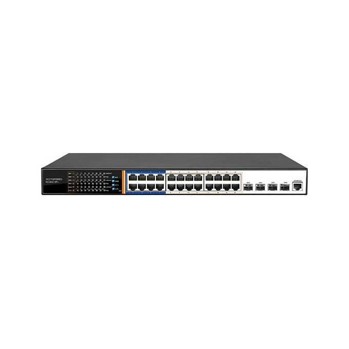 Link switch di rete 24 porte poe 400 watt + 4 porte sfp gigabit e una porta console layer 3