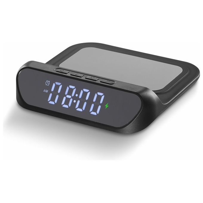Cellularline WIRELESSCLOCK2K Sveglia Digitale con Caricatore Wireless 15W display LCD USB colore Nero