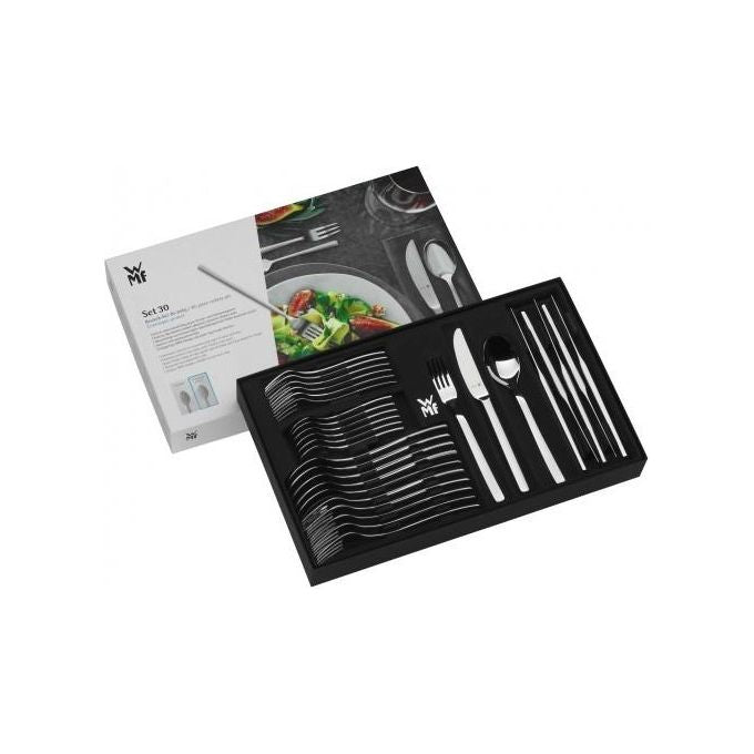 WMF 12.6191.6340 Flame Set di Posate 30 Pezzi per 6 Persone in Acciaio Inox Cromargan Protect Lucido Resistente ai Graffi con Coltelli Forgiati colore Acciaio Inox
