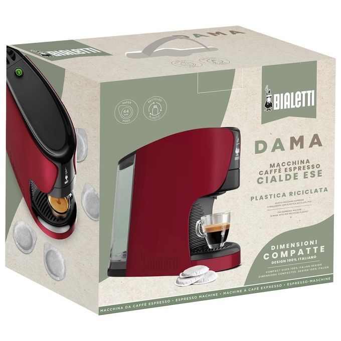 Bialetti 098150531 Dama Macchina da caffe' a Cialde ESE 0,4 L 15 bar 1450 W con 30 Cialde ESE 44mm incluse colore Rosso
