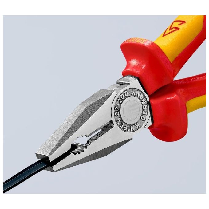 Knipex 03 06 200 Tenaglia Combinata Cromata Isolata VDE 200 mm manici bicomponente colore Cromo