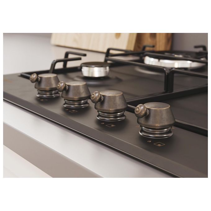 Candy CHW6BR4WGTGH Classic Piano cottura Gas 60 cm 4 fuochi Wok 4000 W Accensione elettrica colore Antracite