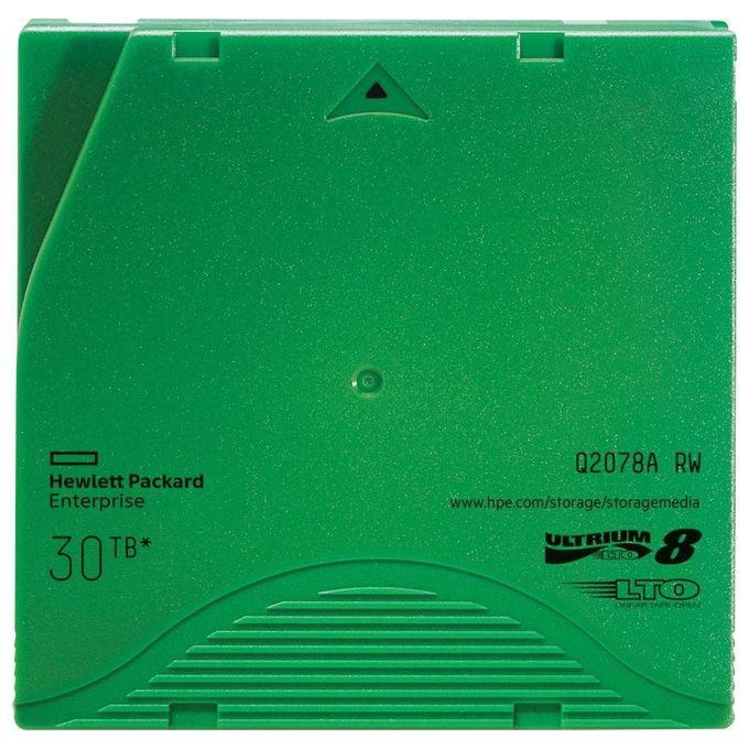 HPE Q2078A LTO-8 Ultrium 30TB RW Data Cartridge Nastro dati vuoto Capacita' compressa 30 TB Velocita' trasferimento 700 Mbit-s Basefilm Barium Ferrite colore Verde