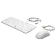 HP 1VD81AA#ABU Tastiera e Mouse USB Healthcare Edition Full-size con Tastierino Numerico Mouse 3 Pulsanti Scrolling Rotella Colore Bianco