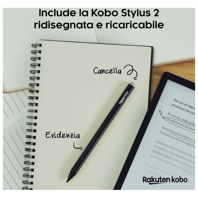 Kobo N605-KU-BK-K-BU Elipsa 2E eReader Touch 10,3'' E Ink 32 GB Wi-Fi Bluetooth Stylus 2 inclusa colore Nero