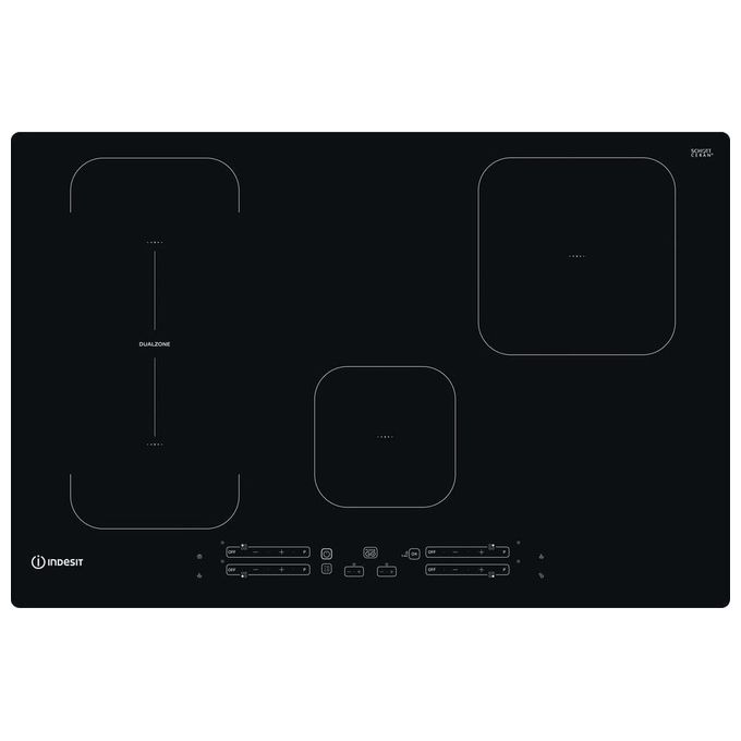 Indesit IB21B77NE Piano cottura a induzione 77 cm 4 zone PushandGo DualZone Touch 7200 W colore Nero