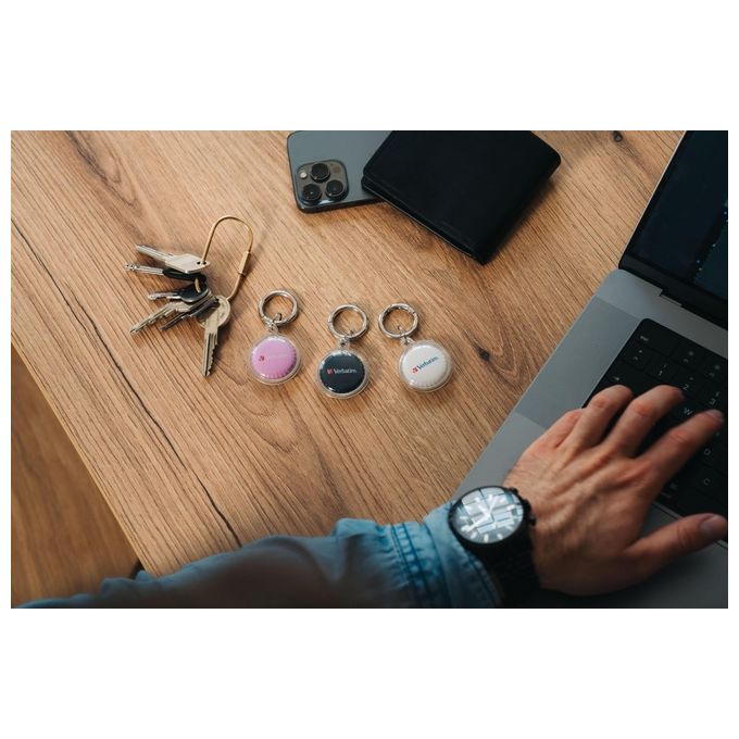 Verbatim My Finder Coin Localizzatore e Cercatore Gps Personale Nero-Rosa-Bianco