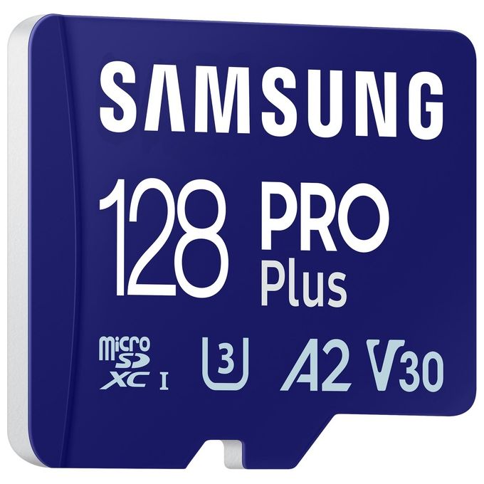 Samsung MB-MD128SA-EU PRO Plus Scheda di Memoria MicroSDXC 128 GB UHS-I U3 V30 A2 180 MB-s colore Blu marino
