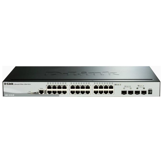 D-Link SmartPro DGS-1510-28X Switch L3 gestito 24 x 10-100-1000 + 4 x 10 Gigabit SFP+ desktop, montabile su rack